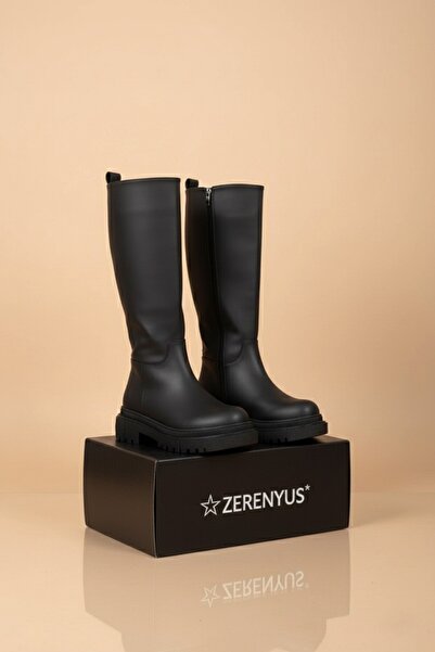 Zerenyus Cesa Premium Zippered Long Winter Boots Matte Black