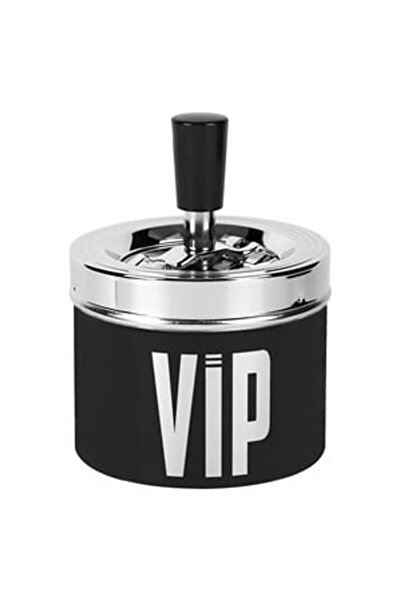 OEM Scrumiera Metalica Anti Vant Argintie Neagra VIP Ø9x14cm