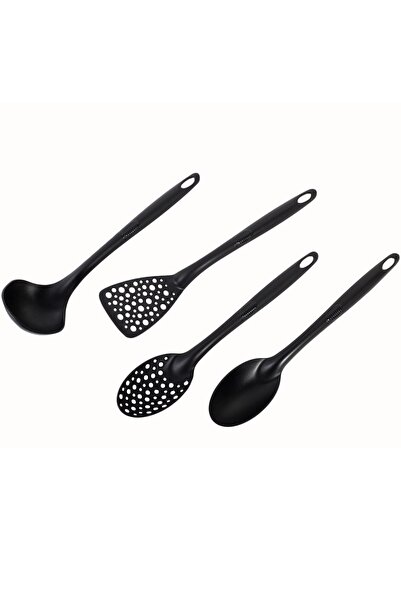 OEM Set Usensile de Servit Masa din Plastic Negru - 4buc - Ustensile Bucatarie