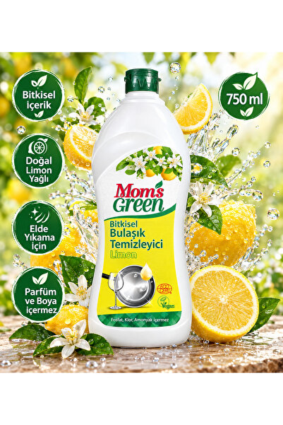 Mom's Green Bitkisel Elde Yıkama Bulaşık Deterjanı Limonlu 750 ml