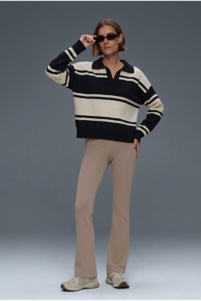 soft&basic Polo Collar Knitwear Striped Comfort Fit Sweatshirt