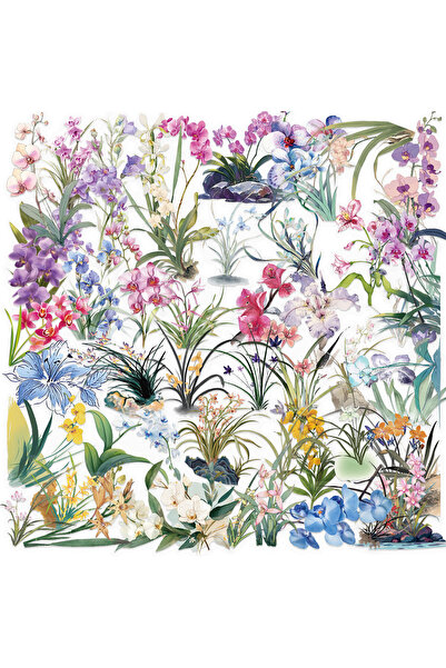 Choice1 SLP111 50pcs Floral Stickers Flower Natural Decorative Decals Aesthet...