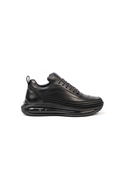 Paulo 1088 Black Skin Genuine Leather Men's Sneakers