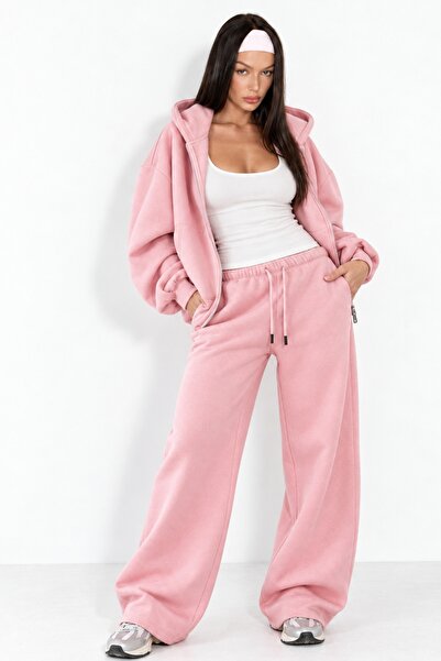 The Champ Clothing Γυναικείο σετ αθλητικής φόρμας oversized με φερμουάρ ροζ –...