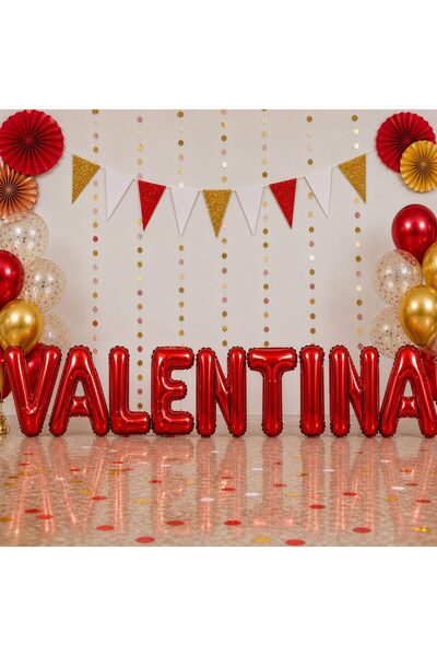 Generic Brand Litere Baloane VALENTINA – Roșu Metalic, 9 buc, 40 cm