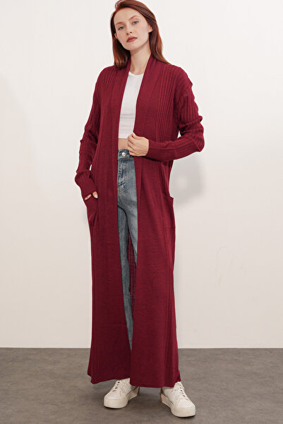 Bigdart 15690 Uzun Triko Hırka - Bordo