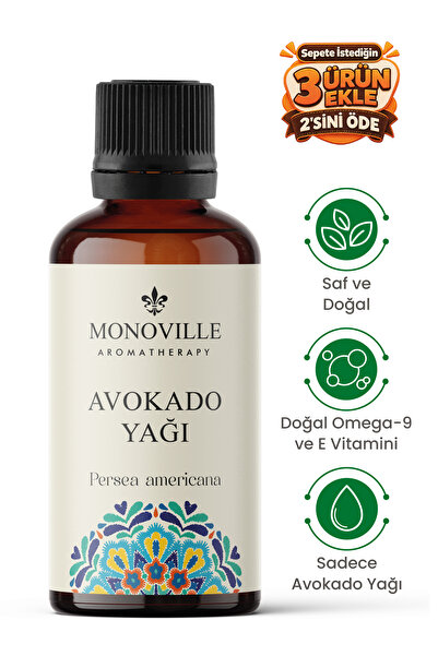 Monoville Avokado Yağı 30 ml Soğuk Sıkım Saf ve Doğal (Avocado Oil)