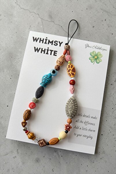 WhimsyWhite Balık Nazar Boncuklu Telefon Charmı – El Yapımı Bohem Telefon İpi...