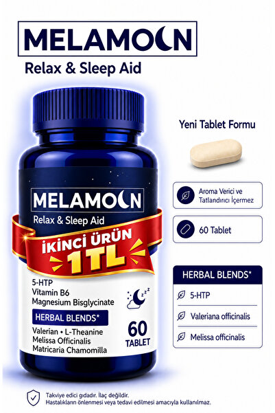 Melamoon 5-HTP, ve Kediotu ekstresi, Takviye Edici Gıda 60 Tablet