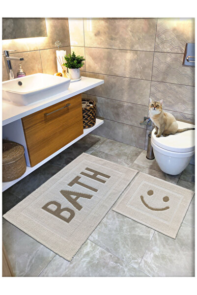 Cotton Crafty Pamuk Dokuma Banyo Paspas Seti, Banyo Halısı BATH 2 Li Set 60x1...