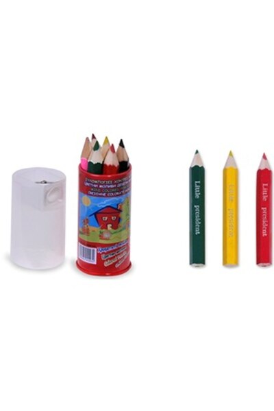 OEM Set Creioane Colorate cu Ascutitoare - 6buc - Varf Gros, Produse Scoala