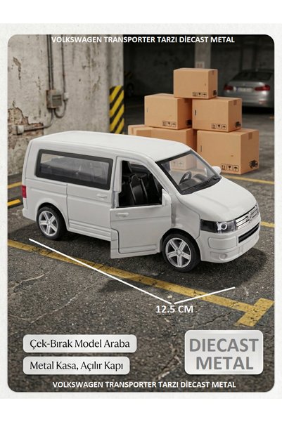 OYUNCAKSAHİLİ Volkswagen Transporter Minibüs Tarzı Metal Diecast Araba 12.5cm...