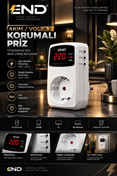End Digital Surge Protected Socket Voltage Protection with Led Display 150-280V over Current Voltage Socket Regulator