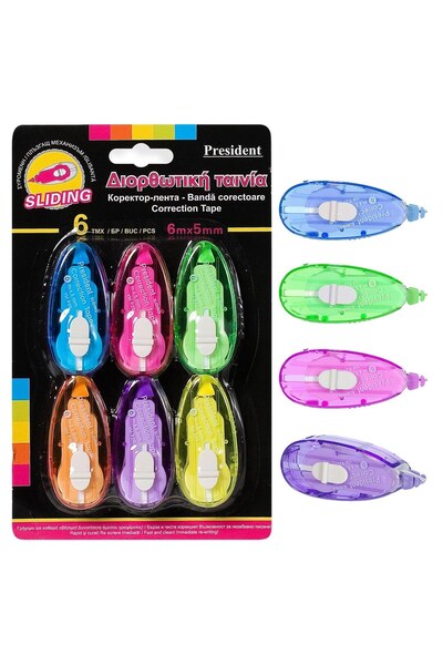 OEM Set Mini Benzi Corectoare Colorate 6m x 5mm - 6buc