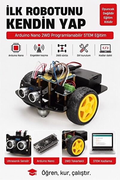 2WD Araç Kodlama Seti Meb Müfredatına ve Tübitak Projelerine Uygun STEM Başlangıç Eğitim Kiti