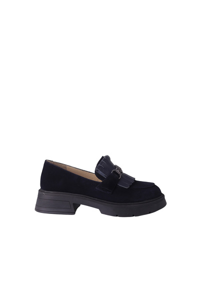 DİSPARİTA 257003 Genuine Leather Loafer Women's Shoes with Buckle Ruffles