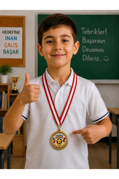 Lider Baskı 5 ميداليات ستار للطلاب - مطبوعة رقمية 1ميدالية الجودة