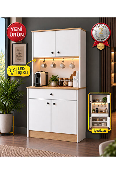 Bravo Home BRAVO K11 LED Aydınlatmalı Kahve Köşesi, Kupa Askılı Çok Amaçlı Ka...