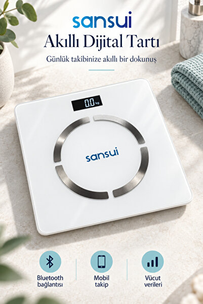 Dijital Baskül Yağ- Kas Oranı Ve Vücut Kitle Endeksi Ölçer - Beyaz