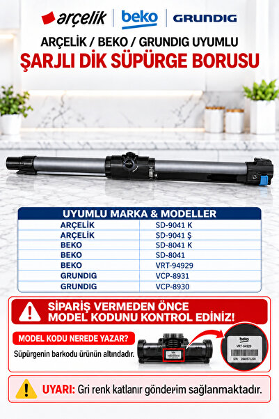 ÖZ BEYAZ EŞYA Beko Sd-8041 Şarjlı Dik Süpürge BORUSU (GRİ RENK AKTLANIR GÖNDE...