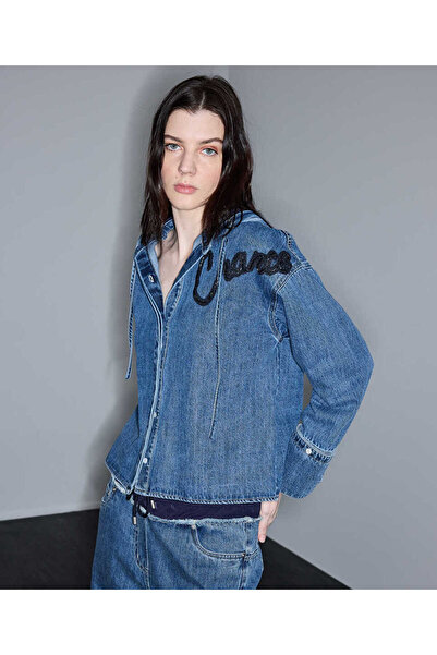 İpekyol Kontrast kapüşonlu denim gömlek