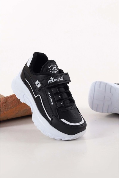 moda ayakkabım Almera 5020 Black and White Skin Girls' Sports Shoes