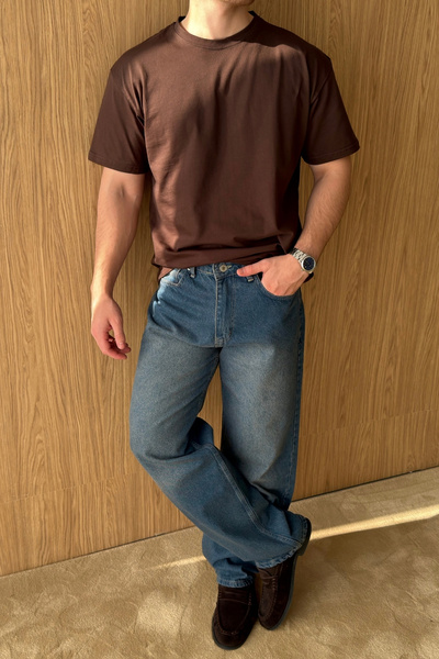 Livio Ferri Wuhan %100 Pamuk Baggy Lacivert Erkek Jean