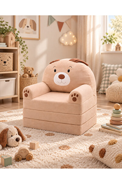 Pufu Toys Köpek Katlanabilir Peluş Çocuk Koltuğu ve Yatak 120 cm – Portatif Y...
