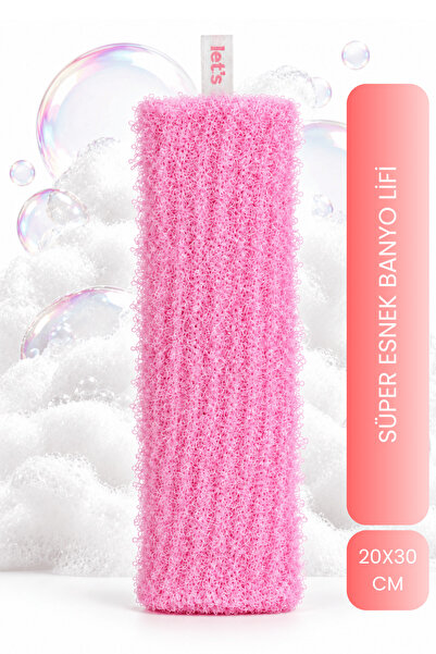 LET'SCRUB Super Stretchy Pink Bath Loofah Suitable for All Skin Types Shower ...