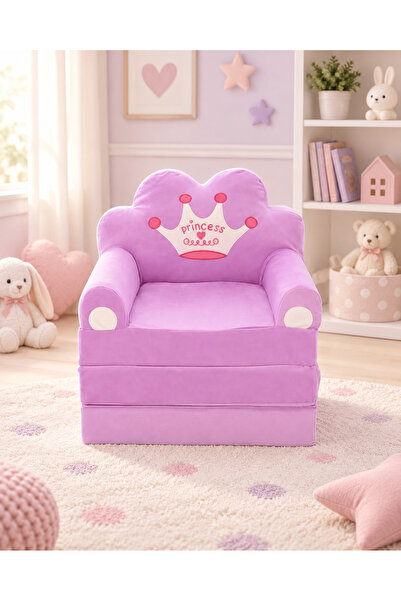 Pufu Toys Prenses Katlanabilir Peluş Çocuk Koltuğu ve Yatak 120 cm – Portatif...
