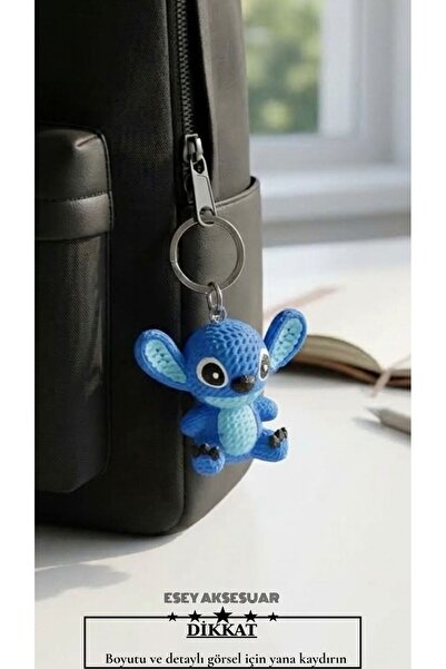 Esey Dizayn Lilo Stitch 3D MİNİ BOY Anahtarlık Deri Aksesuarlı