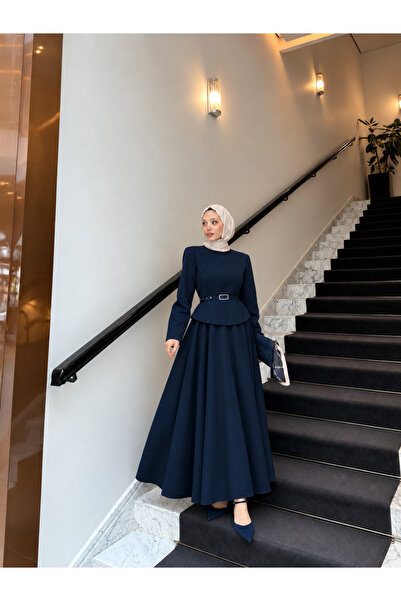 Miraydın Butik Kadın Double Krep Kumaş Şık Ceket Ve Etek Takım Lacivert - M41420
