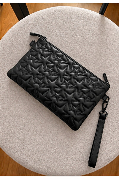 METEBAGS Siyah Yıldız desenli El & Portföy çantası