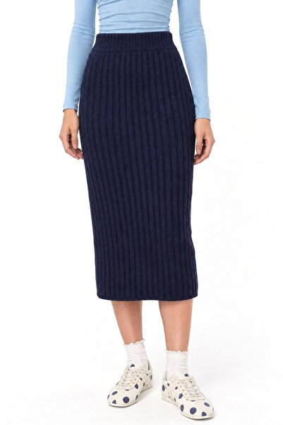 Hiccup Mixray High Waist Ribbed Knitted Skirt