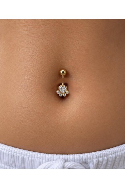 Arescollection cerrahi çelik zirkon pati  göbek piercingi