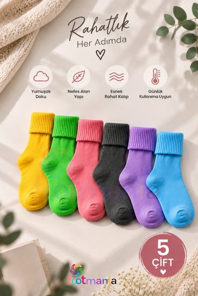 footmania 5" Pair Women's Ribbed Curved Bamboo Socks Set (EXTRA CASUAL)