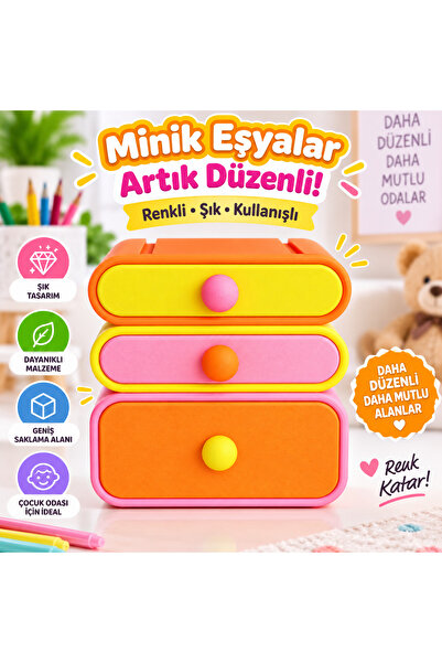 Genel Markalar Modüler İstiflenebilir 3'lü Masaüstü Organizer Seti-Çekmeceli ...