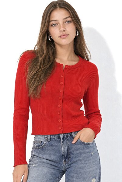 Hiccup Mixray Düğmeli Slim Fit Yivli Örgü Hırka
