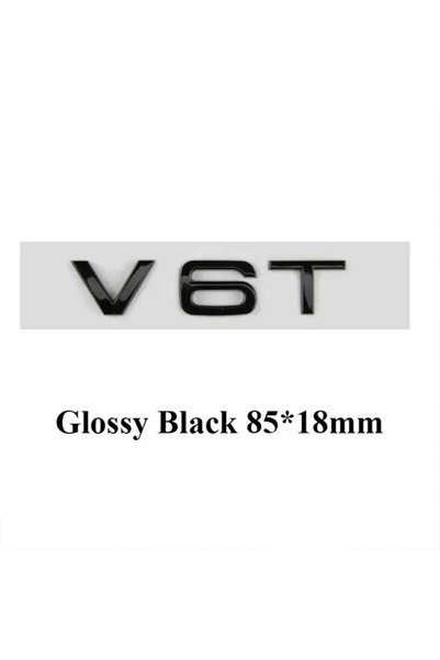 Choice4 شعار V6T أسود لامع ثلاثي الأبعاد من مادة ABS كروم أسود، شعار V6T V8T ...