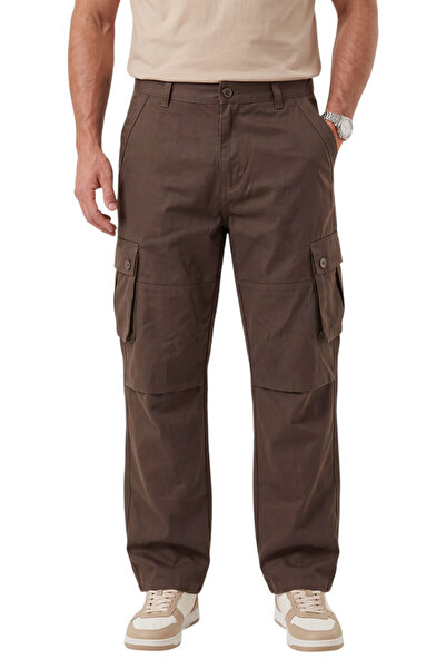 DeepSEA Toprak Geniş Kesim Gabardin Kargo Pantolon – Likralı Outdoor Stil Çok Cepli Erkek Pantolon 1705421