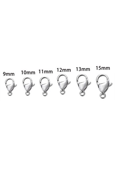 Choice 15mm Stainless Steel 100pcs 9 10 11 12 13 15mm Stainless Steel Lobster...