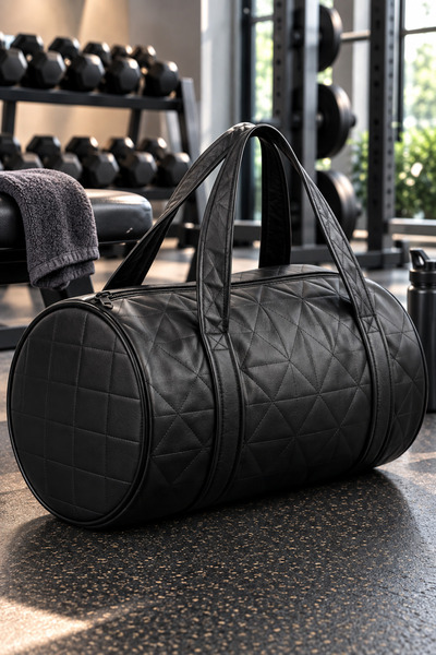 Soyoe Black Faux Leather Duffel Bag, Travel and Carry-On Bag, Zippered, Large...