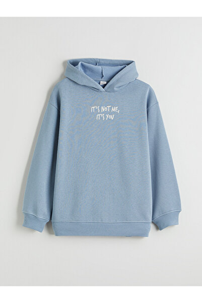 LC Waikiki Two Mt Shop Quality Lcw Kids Blue Printed Girls' Thick Sweatshirt