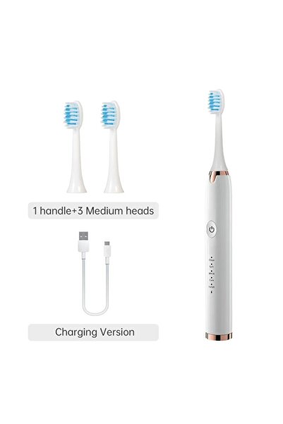 Choice White With 3 Heads Tongwode Electric Sonic Toothbrush USB Rechargeable...