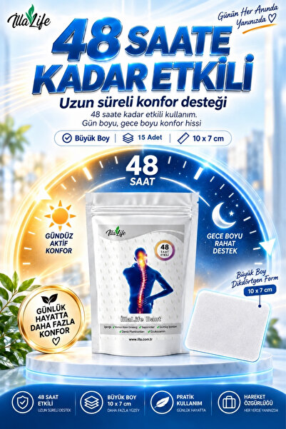 İlla Life Hızlı Etkili Kırmızı Kore Ginseng 15'li Kolajen Glukozamin Gümüş İyon Doğal Zengin İçerik Isıtıcı & Rahatlatıcı Kas Bel Bacak Regl Kol Boyun Sırt Omuz Karın Eklem İçin Büyük Boy Isı Bandı 15'li Paket