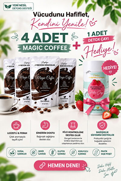 MAGİC COFFEE  Kolajenli Form Kahve DYT Aybegüm GÜLKOKAN MEGA SET (DETOX ÇAYI HEDİYESİ İLE )