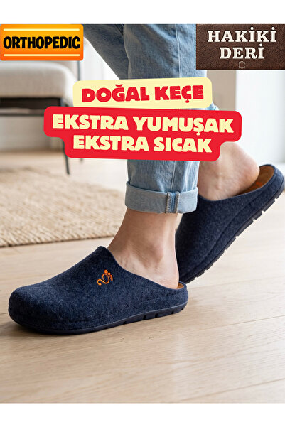 Classter Doğal Keçeli Ortopedik Ev Terliği Hakiki Deri 9 Dokunuş