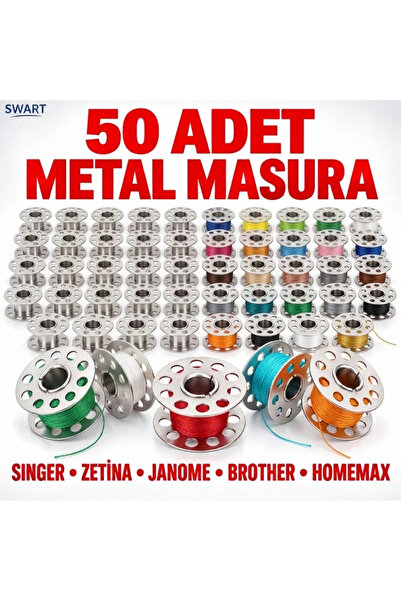 Swart SİNGER ZETİNA JANOME BROTHER METAL MASURA YÜKSEK KALİTE 50 ADET