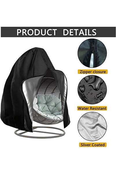 choice2 115x190cm 420D-black Waterproof Heavy Duty Patio Hanging Egg Chair Co...