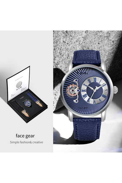 Choice Blue Silver TOMI Classic Minimalist Men's Watch Gift Set Luxury Busine...